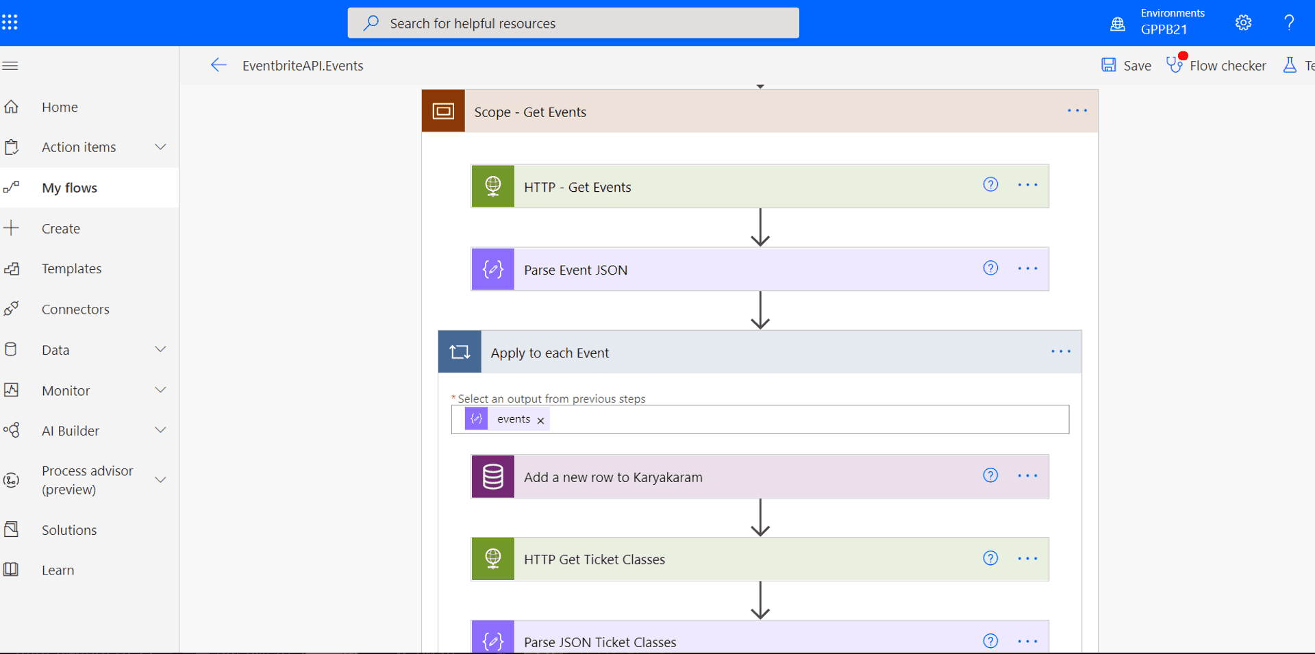 Get Events Power Automate Flow